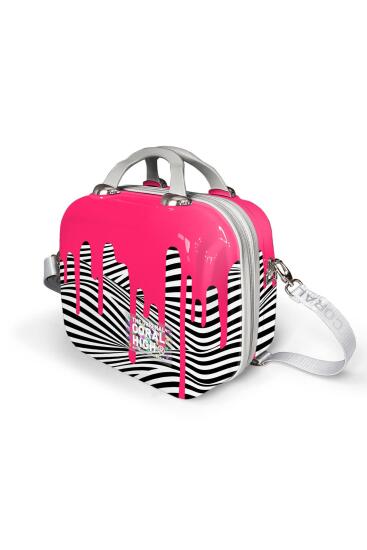 Coral High Pembe Siyah Beyaz Desenli Omuz Askılı PC Makyaj Çantası 16902 - 7