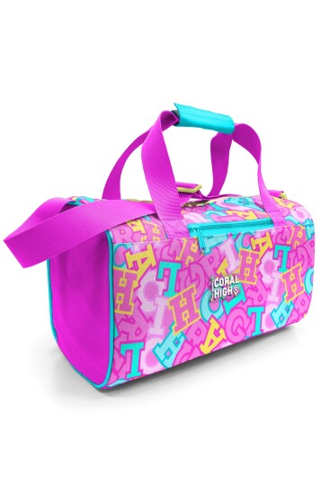 Coral High Pembe Su Yeşili Harf Desenli Spor Çantası 27551 - Coral High