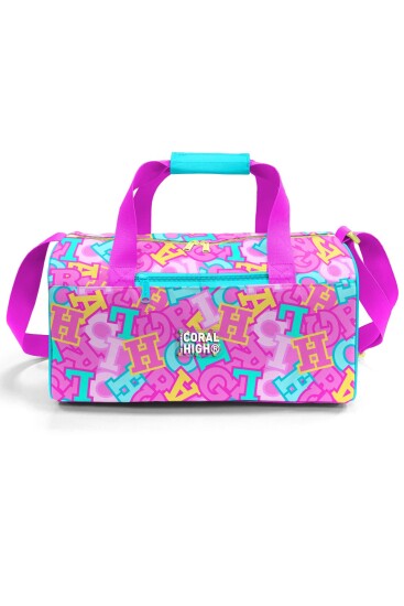 Coral High Pembe Su Yeşili Harf Desenli Spor Çantası 27551 - 2