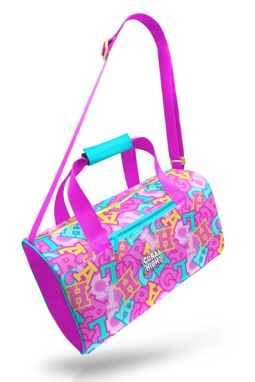 Coral High Pembe Su Yeşili Harf Desenli Spor Çantası 27551 - 8