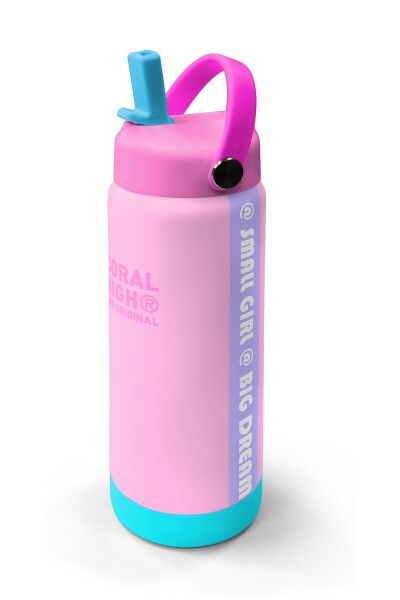 Coral High Pembe Turkuaz Desenli Katlanır Ağızlıklı Çelik Termos 650 ml 38356 - 2