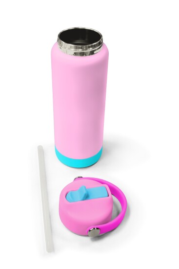 Coral High Pembe Turkuaz Desenli Katlanır Ağızlıklı Çelik Termos 650 ml 38356 - 5