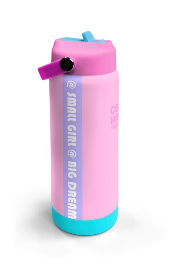 Coral High Pembe Turkuaz Desenli Katlanır Ağızlıklı Çelik Termos 650 ml 38356 - 3