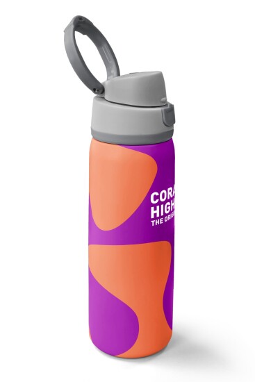 Coral High Pembe Turuncu Desenli Pipetli ve Direkt İçim Çelik Termos 800 ml 38544 - 2