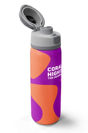 Coral High Pembe Turuncu Desenli Pipetli ve Direkt İçim Çelik Termos 800 ml 38544 - 3