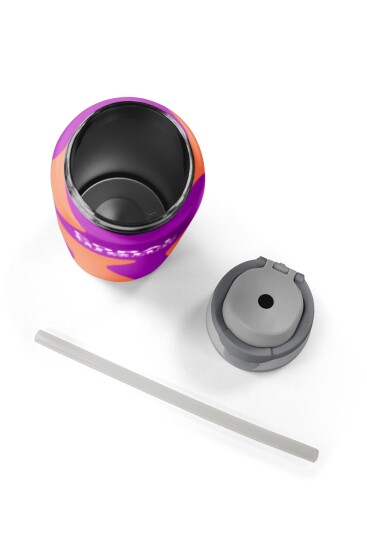 Coral High Pembe Turuncu Desenli Pipetli ve Direkt İçim Çelik Termos 800 ml 38544 - 8