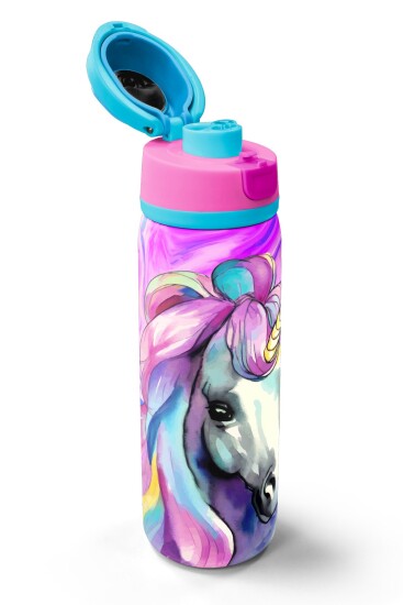 Coral High Pembe Unıcorn Desenli Pipetli ve Direkt İçim Çelik Termos 800 ml 38523 - 3