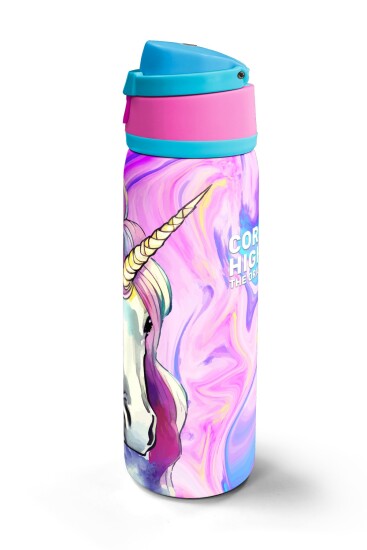 Coral High Pembe Unıcorn Desenli Pipetli ve Direkt İçim Çelik Termos 800 ml 38523 - 5