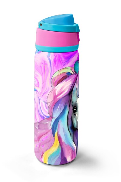 Coral High Pembe Unıcorn Desenli Pipetli ve Direkt İçim Çelik Termos 800 ml 38523 - 4