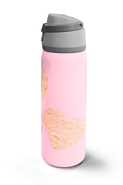 Coral High Pudra Kalp Desenli Pipetli ve Direkt İçim Çelik Termos 800 ml 38592 - 5