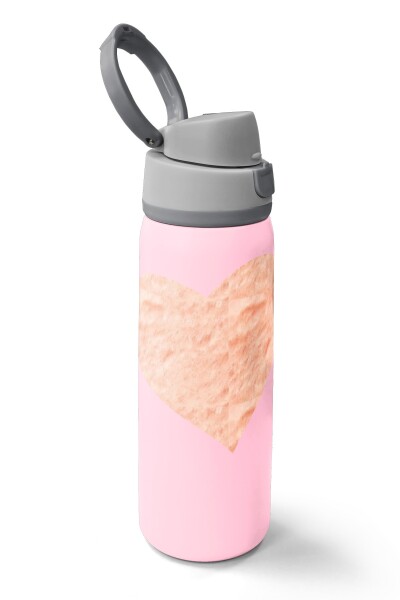 Coral High Pudra Kalp Desenli Pipetli ve Direkt İçim Çelik Termos 800 ml 38592 - 2