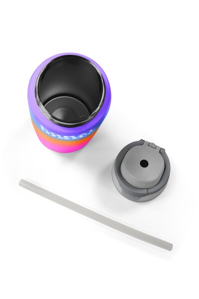 Coral High Renk Geçişli Desenli Pipetli ve Direkt İçim Çelik Termos 800 ml 38536 - 8