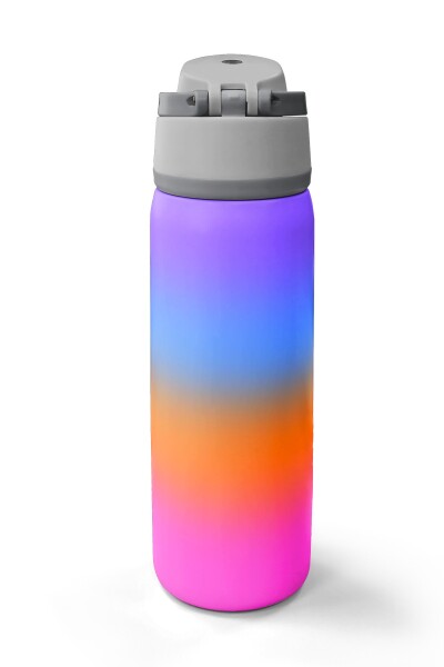 Coral High Renk Geçişli Desenli Pipetli ve Direkt İçim Çelik Termos 800 ml 38536 - 6