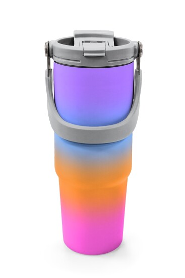 Coral High Renk Geçişli Desenli Pipetli ve Direkt İçim Çelik Termos 900 ml 38715 - 7