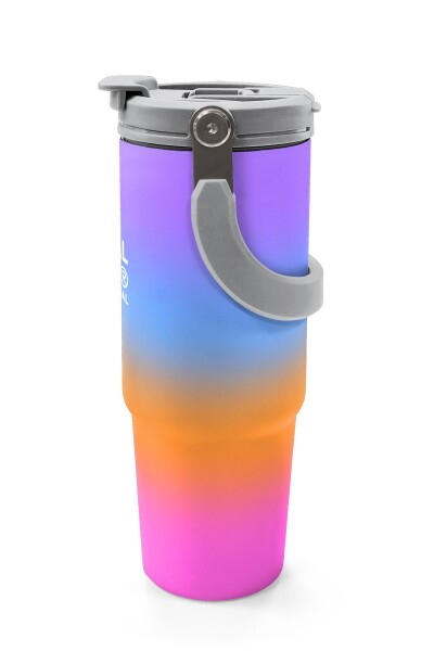 Coral High Renk Geçişli Desenli Pipetli ve Direkt İçim Çelik Termos 900 ml 38715 - 5