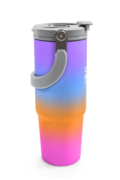 Coral High Renk Geçişli Desenli Pipetli ve Direkt İçim Çelik Termos 900 ml 38715 - 6