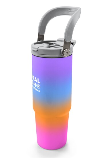 Coral High Renk Geçişli Desenli Pipetli ve Direkt İçim Çelik Termos 900 ml 38715 - 4