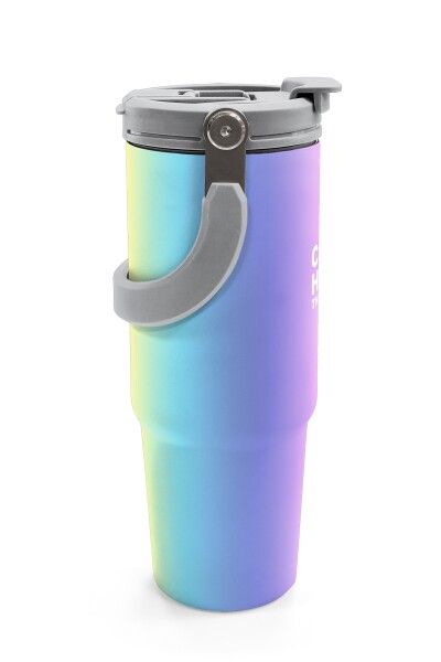 Coral High Renk Geçişli Desenli Pipetli ve Direkt İçim Çelik Termos 900 ml 38726 - 6