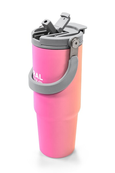 Coral High Renk Geçişli Desenli Pipetli ve Direkt İçim Çelik Termos 900 ml 38726 - 2
