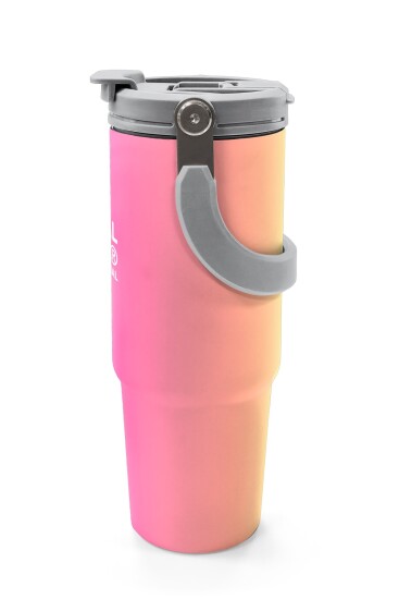 Coral High Renk Geçişli Desenli Pipetli ve Direkt İçim Çelik Termos 900 ml 38726 - 5