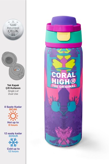 Coral High Renk Geçişli Pipetli ve Direkt İçim Çelik Termos 800 ml 38566 