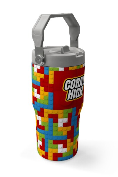 Coral High Renkli Blok Desenli Katlanır Ağızlıklı Çelik Termos 600 ml 38917 - 3