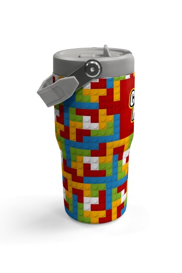 Coral High Renkli Blok Desenli Katlanır Ağızlıklı Çelik Termos 600 ml 38917 - 4