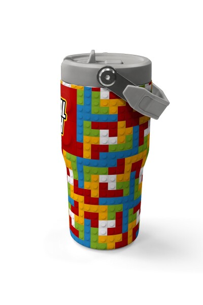 Coral High Renkli Blok Desenli Katlanır Ağızlıklı Çelik Termos 600 ml 38917 - 6