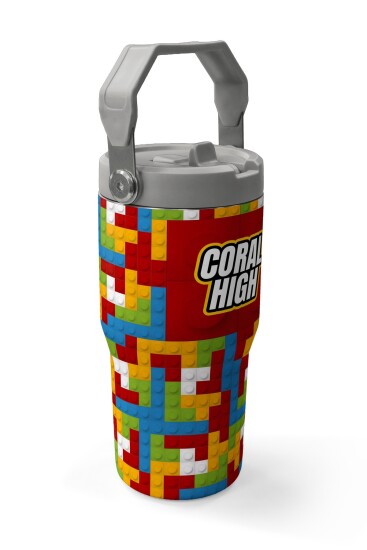 Coral High Renkli Blok Desenli Katlanır Ağızlıklı Çelik Termos 600 ml 38917 - 3