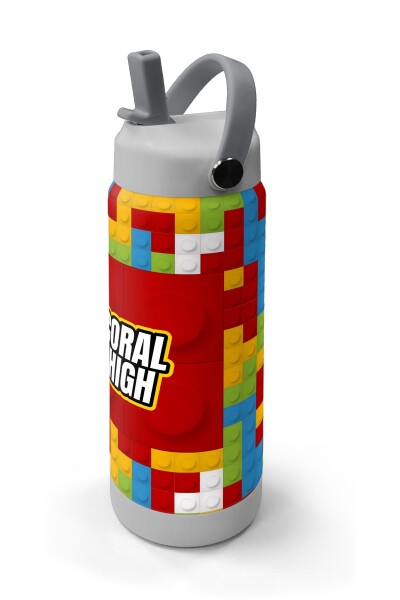 Coral High Renkli Blok Desenli Katlanır Ağızlıklı Çelik Termos 650 ml 38392 - 2