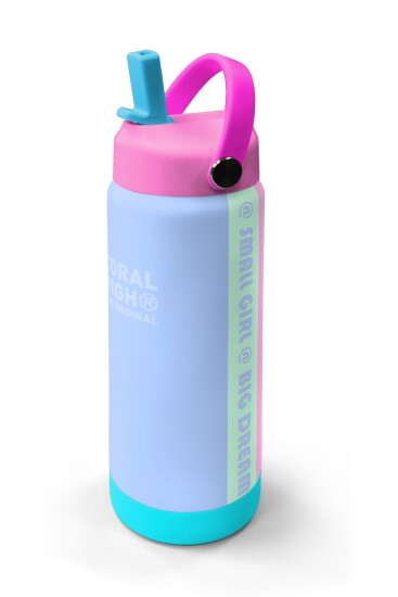 Coral High Renkli Buz Mavisi Desenli Katlanır Ağızlıklı Çelik Termos 650 ml 38359 - 2