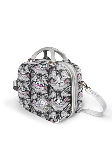 Coral High Kedi Desenli Omuz Askılı PC Makyaj Çantası 16899 - 3
