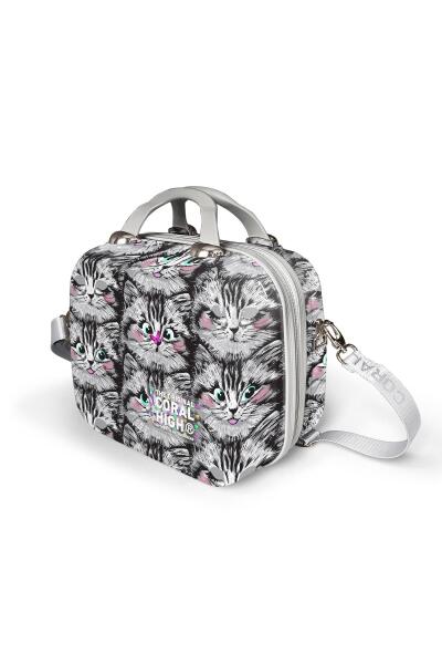 Coral High Kedi Desenli Omuz Askılı PC Makyaj Çantası 16899 - 3