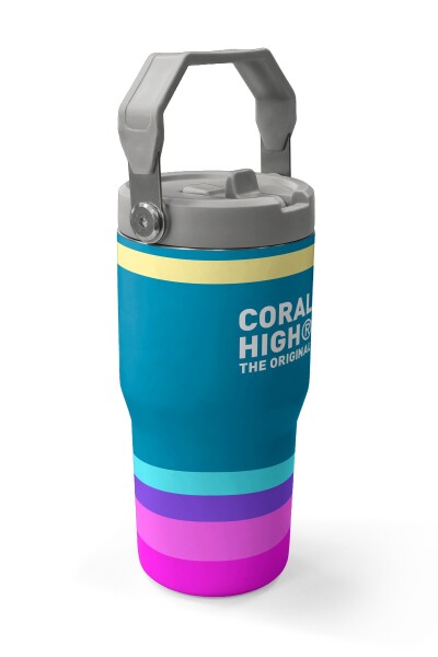 Coral High Renkli Çizgi Desenli Katlanır Ağızlıklı Çelik Termos 600 ml 38910 - 3