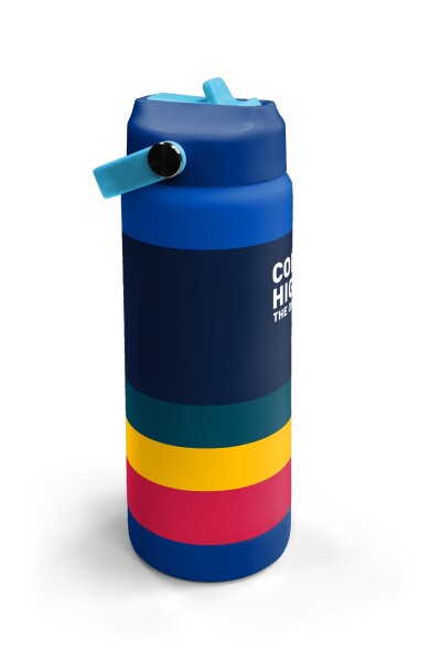 Coral High Renkli Çizgi Desenli Katlanır Ağızlıklı Çelik Termos 650 ml 38322 - 3