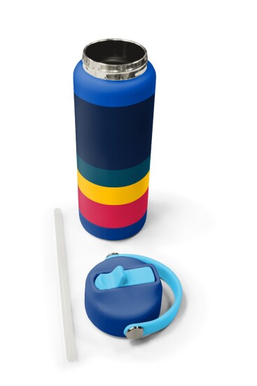 Coral High Renkli Çizgi Desenli Katlanır Ağızlıklı Çelik Termos 650 ml 38322 - 5