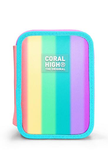 Coral High Renkli Çizgili Desenli Çift Katlı Kalem Çanta 11130 - 10