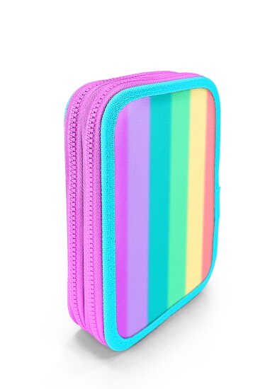 Coral High Renkli Çizgili Desenli Çift Katlı Kalem Çanta 11130 - 4