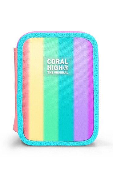 Coral High Renkli Çizgili Desenli Çift Katlı Kalem Çanta 11130 - 2