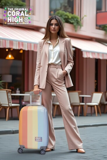 Coral High Renkli Çizgili Desenli Kabin Boy Valiz (50cm) 16553 - 2