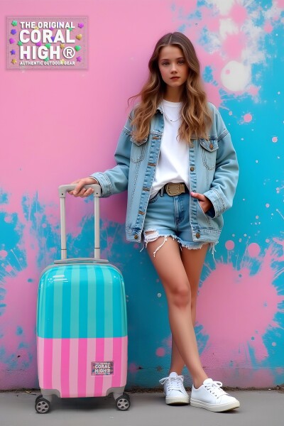 Coral High Renkli Çizgili Desenli Kabin Boy Valiz (50cm) 16554 - 2