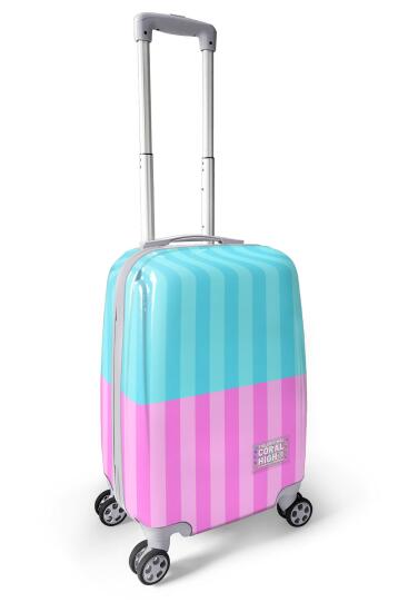Coral High Renkli Çizgili Desenli Kabin Boy Valiz (50cm) 16554 - 7