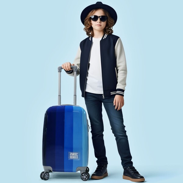 Coral High Renkli Çizgili Desenli Kabin Boy Valiz (50cm) 16555 - 4