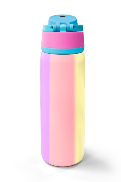 Coral High Renkli Çizgili Desenli Pipetli ve Direkt İçim Çelik Termos 800 ml 38519 - 6