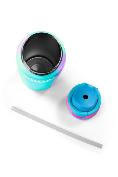 Coral High Renkli Çizgili Desenli Pipetli ve Direkt İçim Çelik Termos 800 ml 38519 - 8