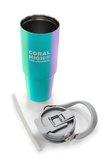 Coral High Renkli Çizgili Desenli Pipetli ve Direkt İçim Çelik Termos 900 ml 38708 - 8