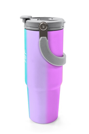 Coral High Renkli Çizgili Desenli Pipetli ve Direkt İçim Çelik Termos 900 ml 38708 - 5