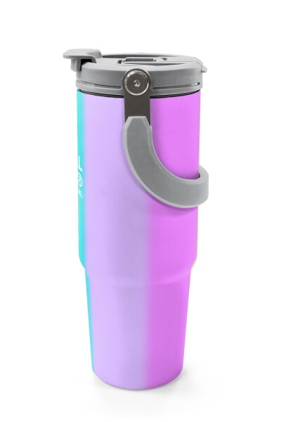 Coral High Renkli Çizgili Desenli Pipetli ve Direkt İçim Çelik Termos 900 ml 38708 - 5