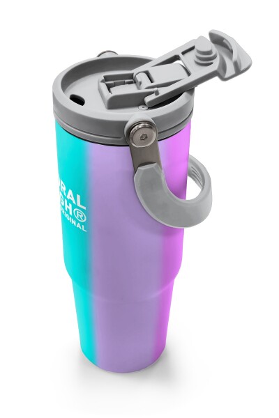 Coral High Renkli Çizgili Desenli Pipetli ve Direkt İçim Çelik Termos 900 ml 38708 - 3