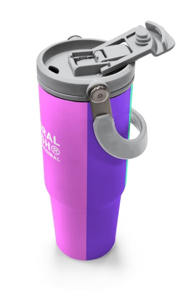 Coral High Renkli Çizgili Desenli Pipetli ve Direkt İçim Çelik Termos 900 ml 38716 - 3